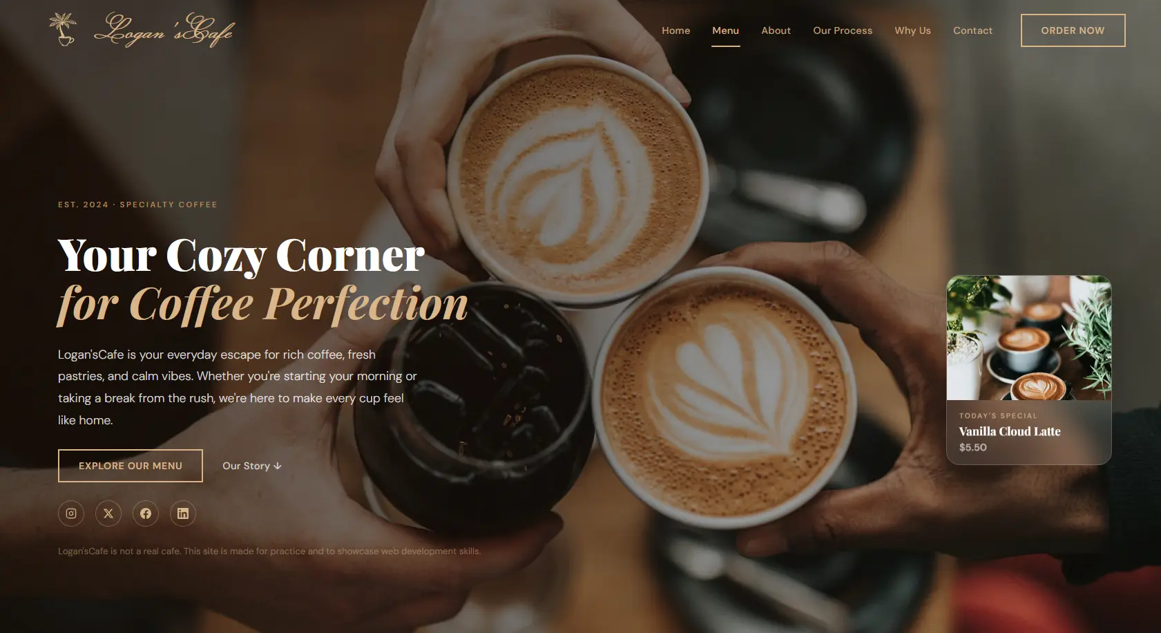 Logan's Cafe project screenshot